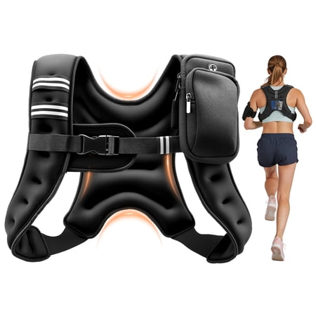 VEVOR Weighted Vest, 10 lbs Body Weight Vest for Men Women, with Reflective Stripe, Adjustable Buckle, Workout Equipment for Strength Training, Running, Jogging, Fitness, Muscle Building, Weight Loss