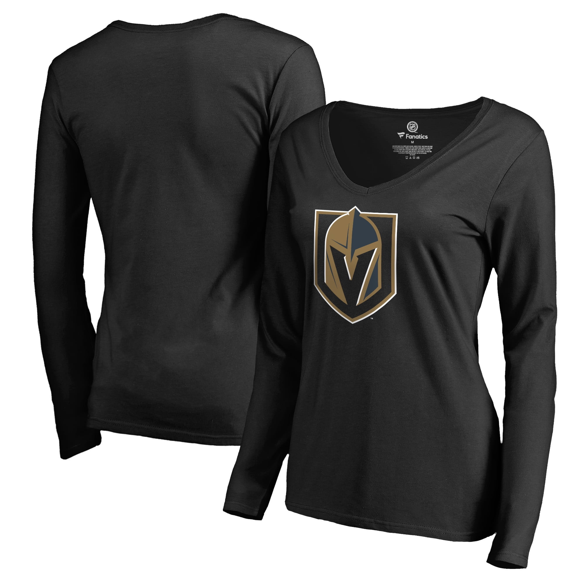 Vegas Golden Knights Fanatics Branded Women's Primary Logo V-Neck Long Sleeve T-Shirt Black by BOX SEAT CLOTHING CO.