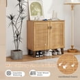 thumbnail image 3 of Barara King Shoe Cabinet, Shoe Organizer,2-Door 4-Tier Shoe Cabinet Storage Organizer with Ventilated Woven Doors-Teak, 3 of 9