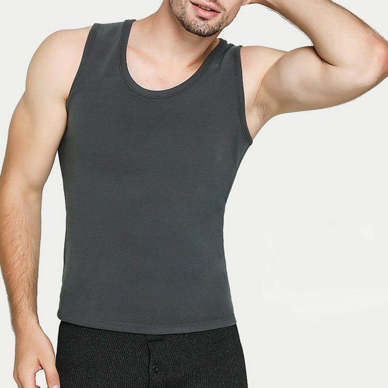 Men's Thermal Underwear Tops Fleece Lined Tank Tops Winter Warm