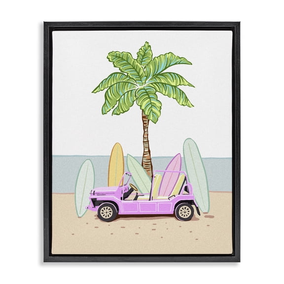 Surfboard Filled Car Black Framed Floater Canvas Wall Art, design by Ziwei Li