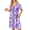 Floral Purple, variant on Womens' Zipper Robe Short Sleeve Bathrobes Summer Sleepwear Soft Housecoat with Pockets Zip Up House Robes