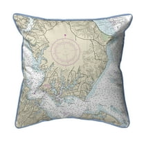 Betsy Drake Interiors Slomons Island, MD Nautical Map Small Corded Indoor/Outdoor Pillow 12x12