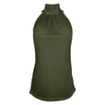 thumbnail image 5 of Likimi Tank Tops For Women Summer High Neck Solid Color Sleeveless Elegant Fashionable Shirt Army Green Size L, 5 of 6