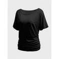 thumbnail image 3 of Womens Short Sleeve Boat Neck Side Shirring Dolman Drape Top, 3 of 6