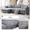 thumbnail image 6 of Harper & Bright Designs Modern L-Shaped Sectional Sofa with 2 Pillows, 3-Seat Oversized Chaise Lounge, Chenille Fabric Cloud Couch Set for Living Room Apartment Office, 96*56" Gray, 6 of 20