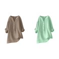 thumbnail image 1 of (2-Pack) Rinsvye Womens Solid Color Long Sleeve Mandarin Collar Blouse Women Clothing Timeless Design, 1 of 4