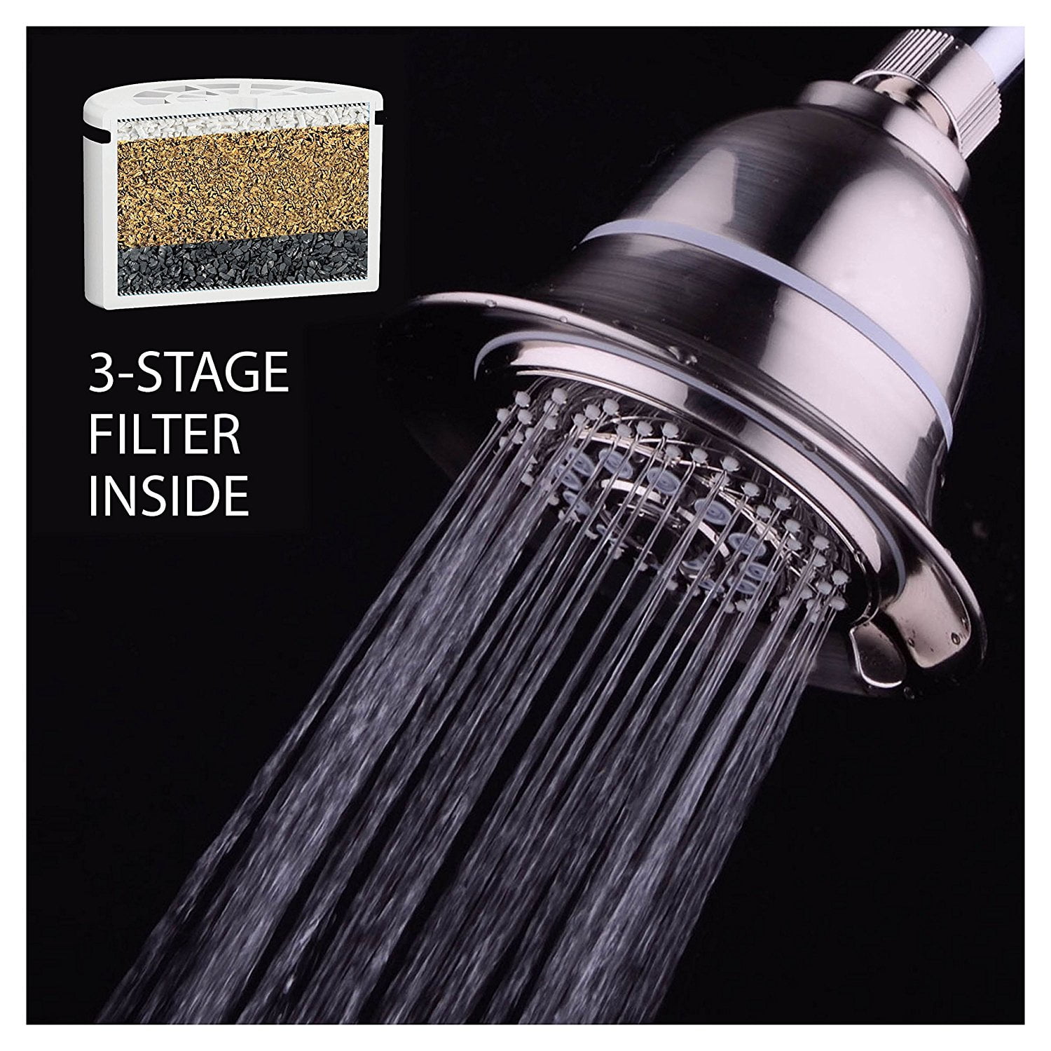 AquaCare By HotelSpa® SpiralFlo ExtraLarge 5inch / 6Setting Filtered Shower Head with 3 Stage