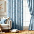 thumbnail image 2 of Vargottam Elegant Fern Leaf Pattern Curtains - Set of 2 Blackout Panels, 42 x 96 Inches - Noise Reducing & Energy-Efficient Room Darkening Window/Door Drapes for Modern Home Decor - Blue, 2 of 9