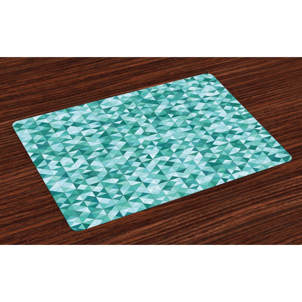 Teal Placemats Set of 4 Triangle Mosaic with Polygon Shapes with