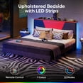 thumbnail image 5 of Bestier Full Size Bed Frame with LED Adjustable Storage headboard, PU Leather Upholstered Platform Bed, Black& Red, 5 of 10