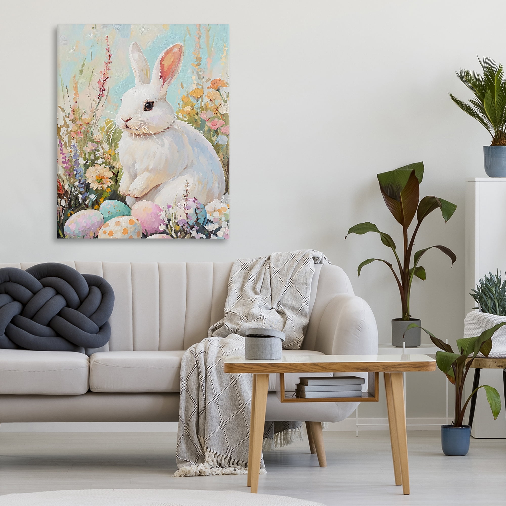 Stupell Industries White Easter Bunny in Wildflowers Canvas Wall Art, design by The Prints Vibe