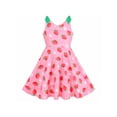 thumbnail image 1 of Girls Dress Pink Strawberry V-neck Sweet Summer Sleeveless Casual 4 Years, 1 of 6