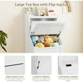 thumbnail image 3 of Kids Toy Storage Organizer with Flip-Top Lid & 2-Tier Bookshelf, Wooden Toy Chest and Bookcase for Playroom, Bedroom, Nursery, White, 3 of 8