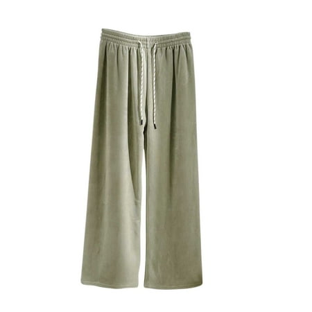 LOPECY-Sta Comfy Pajamas for Women Solid Color Wide Leg Pants Elastic High Waisted Loose Pants with Pockets Elastic Waist Casual Sleep Pants