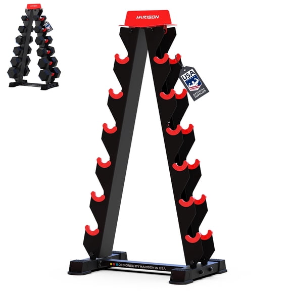HARISON A-Frame Dumbbell Rack Stand, 6-Tier Non-Slip Weight Rack for Dumbbells, 480 lbs Capacity, Home Gym Organization (Plates and Bars Not Included)