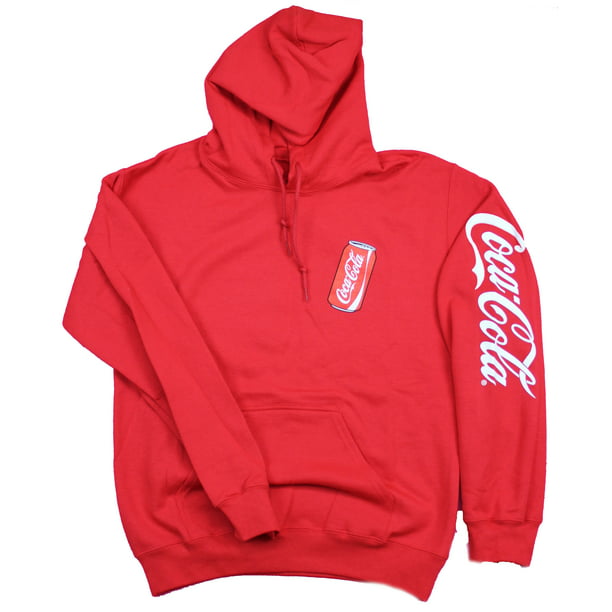 Coca-Cola Pullover Hoodie - Coke Can Lapel Logo Sleeve (Small 