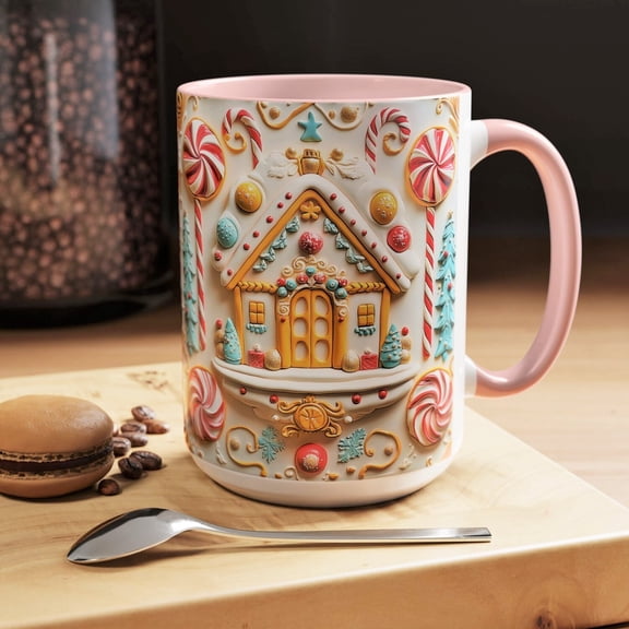 Gingerbread House Mug: Ceramic Holiday Coffee Cup, Winter Design