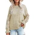 thumbnail image 1 of HOTAPEI Pullover Sweaters for Women Lace Crochet Long Sleeve Sweaters Hollow Out Sweater Crewneck Knit Pullover Tops, 1 of 6