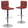 thumbnail image 3 of Contemporary Tufted Vinyl Adjustable Height Barstool with Chrome Base, Set of 2, Multiple Colors, 3 of 7