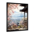 thumbnail image 2 of Designart "Window to Tokyo in Pink III" Landscapes Framed Wall Art - Traditional Pink Japan Hallway Framed Wall Art Decor, 2 of 6