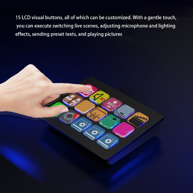 Programmable 15 Key LCD Macro Keyboard for Live Streaming Gaming Content Creators OBS Twitch Integration For Stream Deck