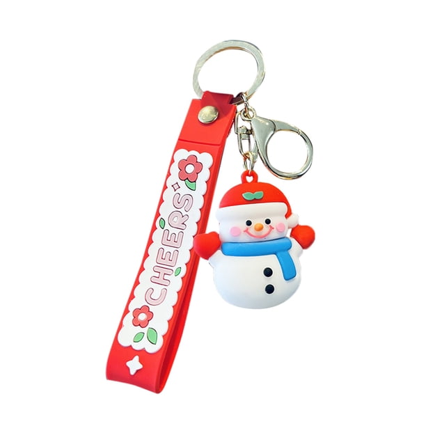 Llavero De Papá Noel Para Parejas En Navidad Llavero 3D Con Campana, Muñeco De Nieve Y Reno (1 Unidad)