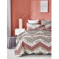 thumbnail image 6 of DaDa Bedding Rustic Bohemian Cranberry Sage Chevron Floral Bedspread Set (JHW-924), 6 of 11