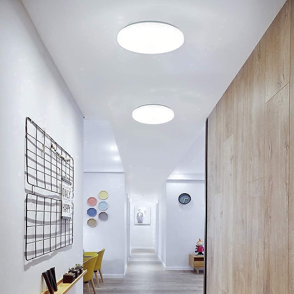 Depuley20W Led Flush Mount Ceiling Light Fixture, Waterproof Led Ceiling Lights, 10 Inch 6000K Daylight 1650lm 100W Equivalent Bathroom Ceiling Lamp for Kitchen, Laundry, Bedroom, Hallway, Non Dimmabl
