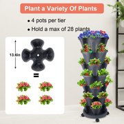 iHomeGarden 2 Pack of 7 Tier Strawberry Planter Tower, Stackable Vertical Garden Planter with Wheels for Herbs Flowers Vegetables, Dark Gray