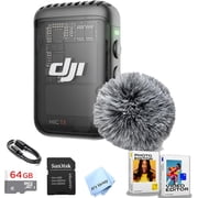 DJI Mic 2 Transmitter (Shadow Black), Wireless Microphone, 14-Hour Internal Recording, 6-Hour Battery, Magnetic Attachment, Bluetooth Microphone, 64GB Memory, Editing Software (YouTube, Vlogs)
