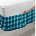 thumbnail image 2 of Geometric Rhombus Bed Skirt, Illustration of Continuous Argyle with Sea Color Palette Tones, Elastic Bedskirt Dust Ruffle Wrap Around for Bedding Decor, 4 Sizes, Seafoam Petrol Blue, by Ambesonne, 2 of 2