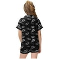 thumbnail image 4 of Auroural Kids Pajamas Girls Shorts Girls Button Front Pajama Top & Shorts Set,Lip Print閿?-Piece, Sizes 2-14 & Plus, 4 of 6