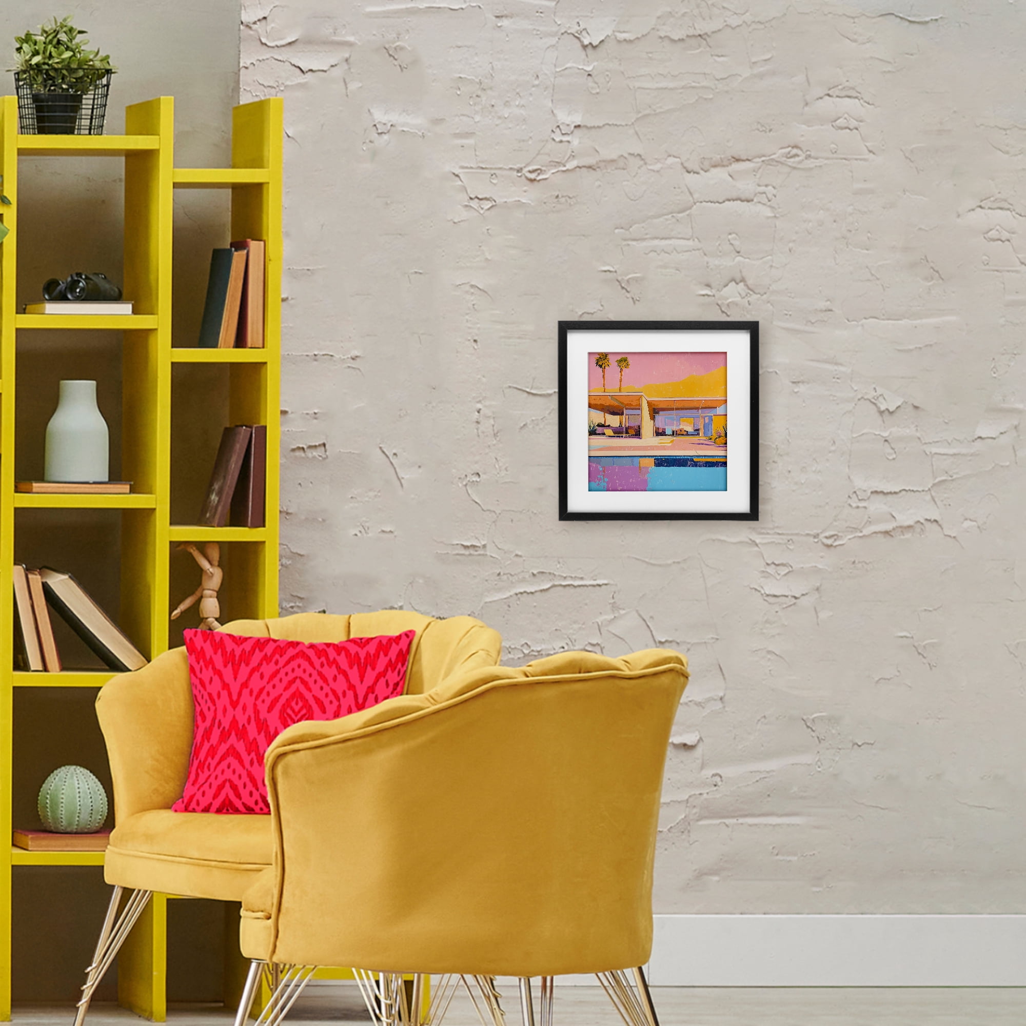 Stupell Industries Vivid Villa at Sunset Black Framed Print Under Glass, design by Walker Noble