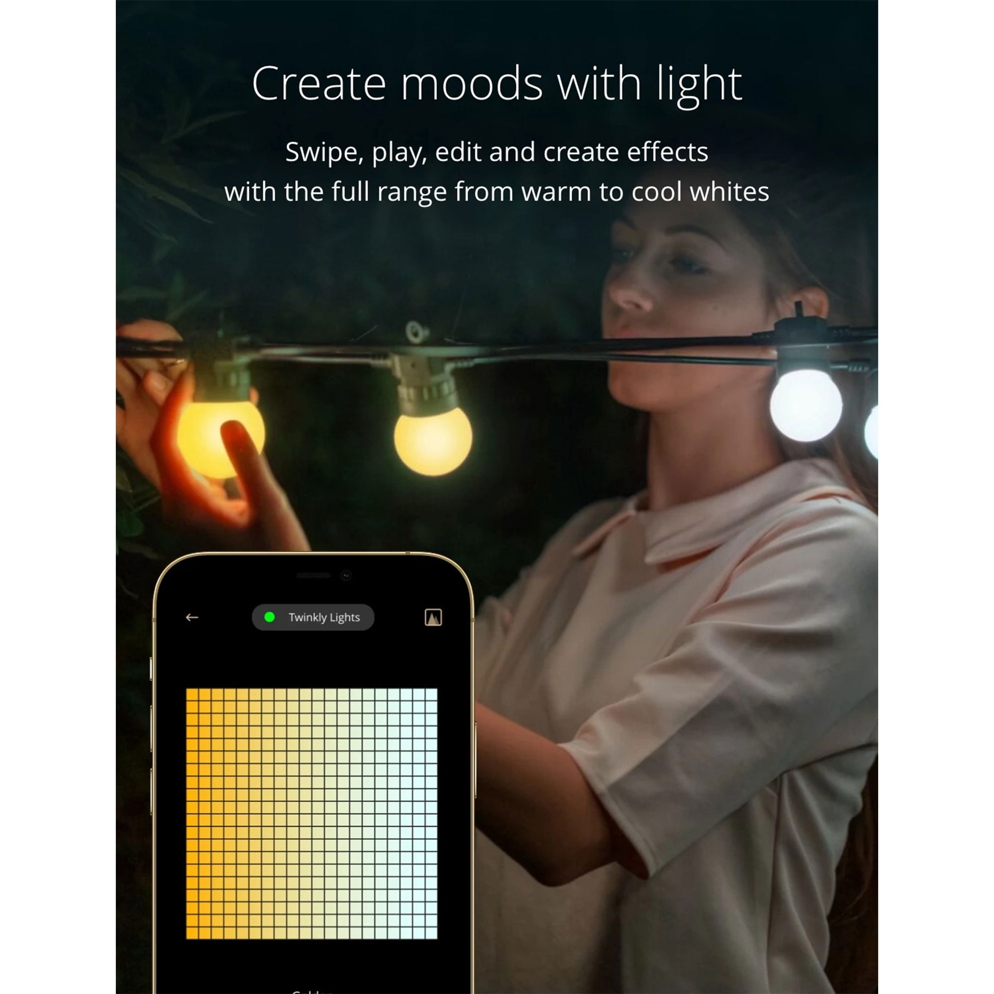 Twinkly Festoon App-Controlled Smart LED 40 AWW (Warm/Cool White) Light String