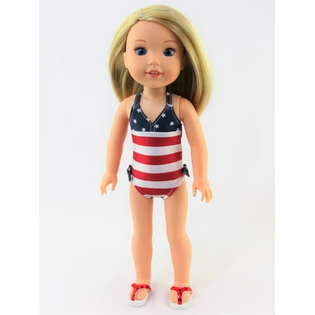 Red, White, and Cute Bathing Suit| Fits 14