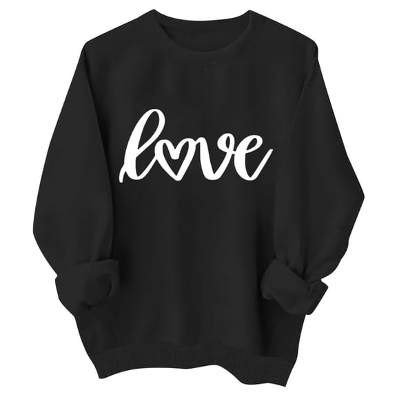 Valentines Day Girls Sweatshirts Long Sleeve Heart Print Crew Neck Soft Casual Pullover Top for Kids Black 3 Years-4 Years