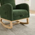 thumbnail image 6 of Rocking Chair for Nursery, High Back Glider Chair with Retractable Footrest, Side Pocket, Rubber Wood Rocking Accent Armchair for Living Room, Bedroom, Green, 6 of 9