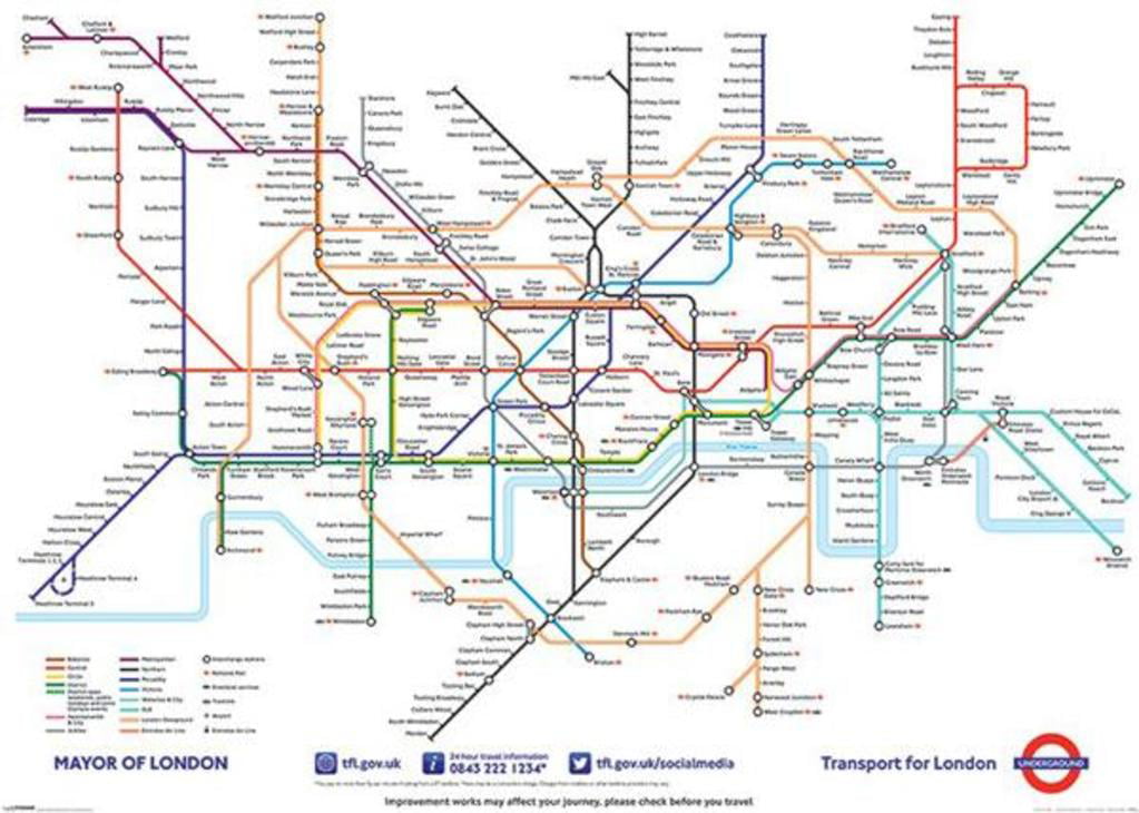 London Underground Map The Tube Subway Urban Transport England Giant ...