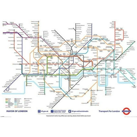 London Underground Map The Tube Subway Urban Transport England Giant Poster 55x39