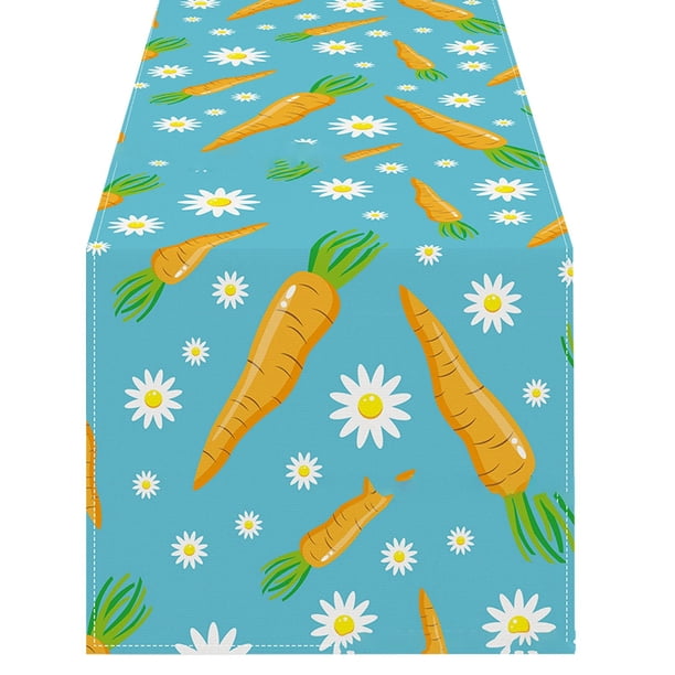 Camino de mesa de Pascua con estampado de conejitos de lino Mantel para el hogar Decoración para fiestas Mantel Mantel individual F