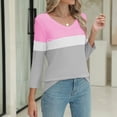 thumbnail image 4 of Endives Women's Long Sleeve T-shirt V Neck Tops Color Block/Solid Shirts Basic Summer Tees Womens Long Sleeve Tops, 4 of 7