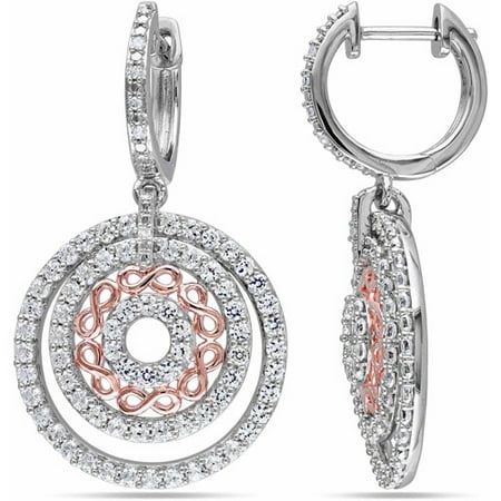 Miabella 2-3/4 Carat T.G.W. Created White Sapphire and Diamond Accent Two-Tone Sterling Silver Clip-Back Cuff Earrings