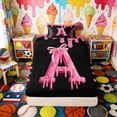 thumbnail image 4 of Erosebridal Pink Drip Letter A Twin Sheet Sets, Cute Baseball Sport Bedding for Girls and Boys, 3pcs, 1 Flat Sheet, 1 Fitted Sheet and 1 Pillowcase, 4 of 6
