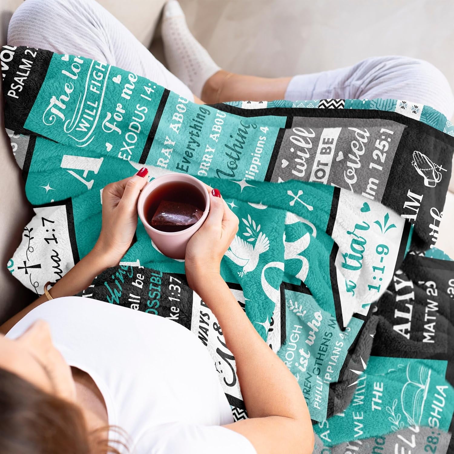 Christian Gifts for Women Men Blanket 60x50in, Christian Gift for Kids, Religious Bible Catholic Spiritual Inspirational Baptism Birthday Gift Ideas Blankets