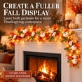 thumbnail image 3 of Skimsklo 2-Pack 5.5Ft Artificial Fall Maple Leaf Garland Set with White Pumpkins Berries and Separate LED String Lights Unassembled Thanksgiving Decor, 3 of 11