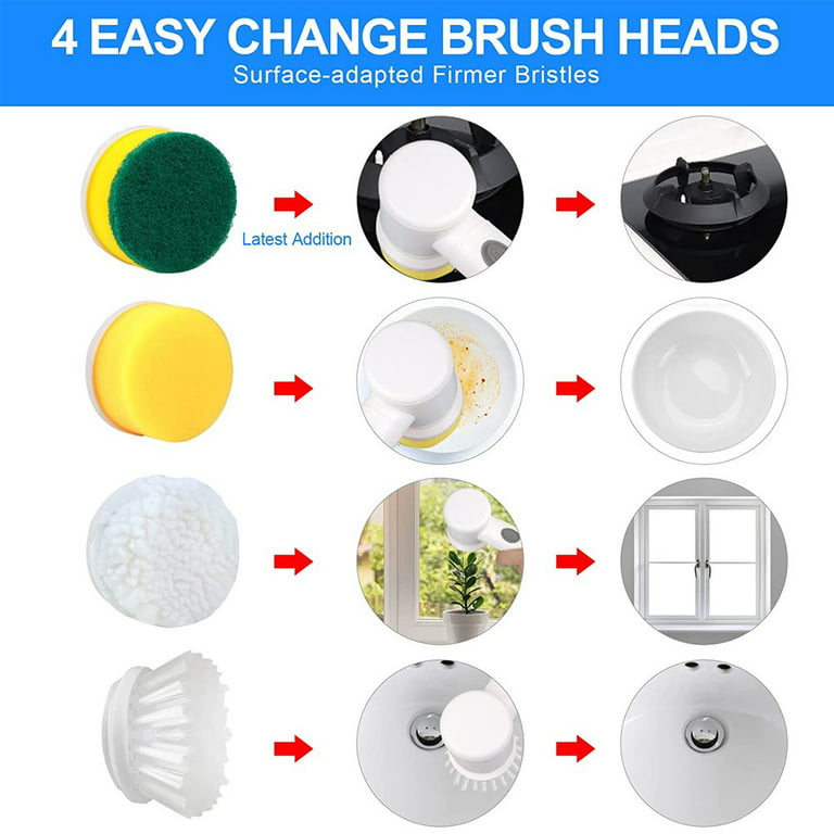 Replacement Brush Heads for Electric Spin Scrubber, 4 Packs Replacement Cleaning Brush Heads Compatible with VWS211