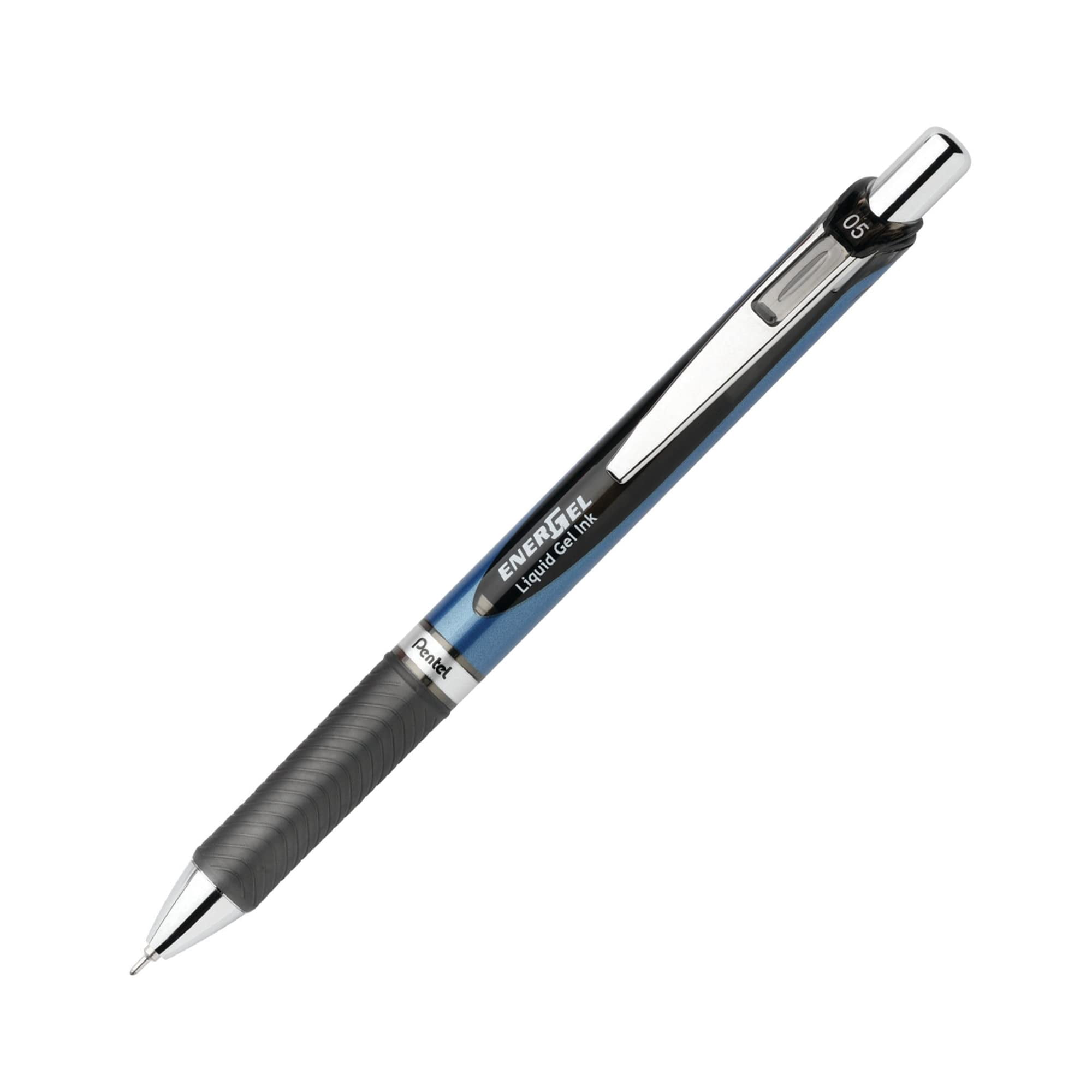 EnerGel RTX Retractable Liquid Gel Pen (0.5mm) Needle Tip, Fine Line, Black Ink, 12 Count