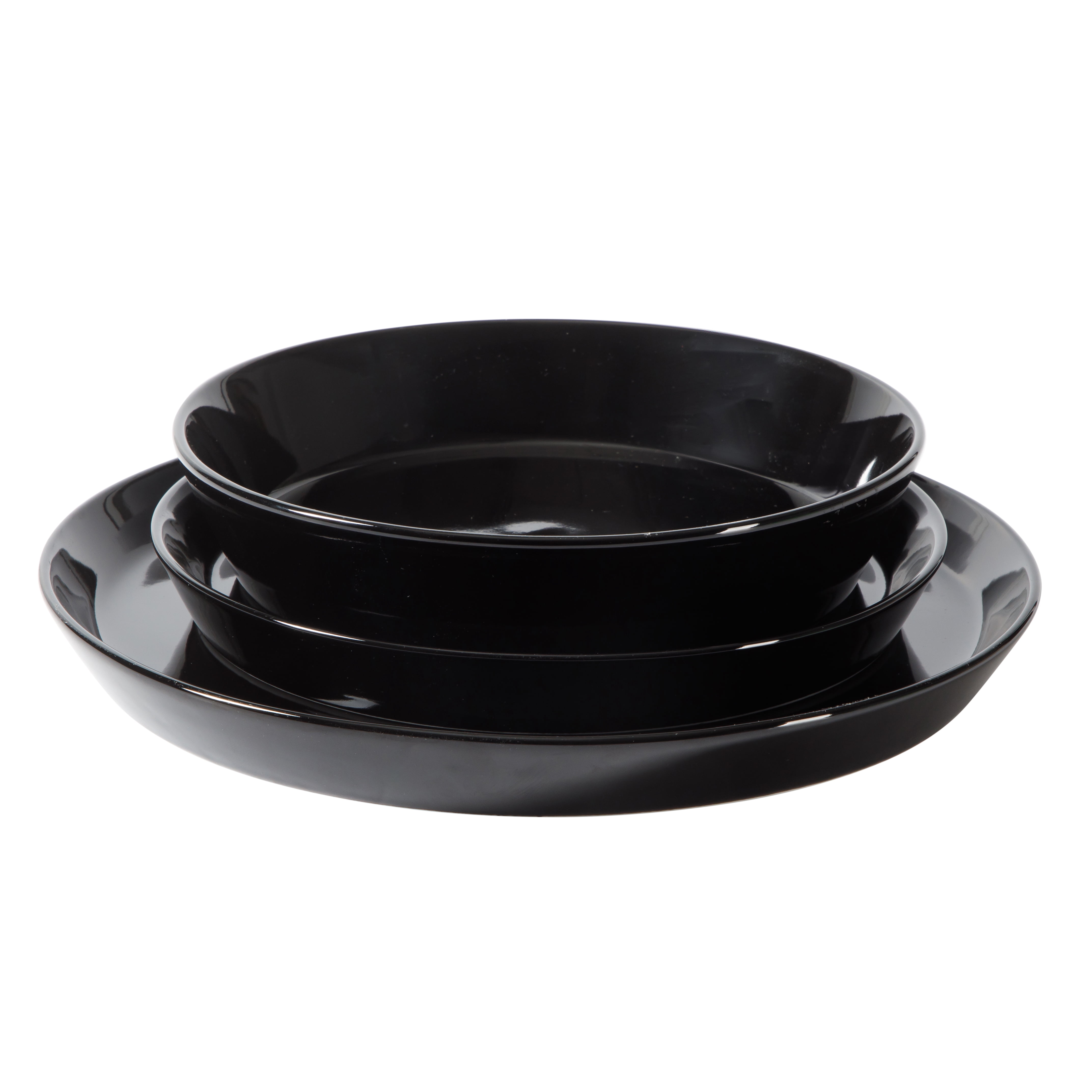 Martha Stewart Everyday Faretta Black 12-Piece Fine Ceramic Dinnerware Set
