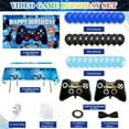 thumbnail image 2 of AYUQI Video Game Party Supplies Set Gamer Brthday Decorations Including Happy Birthday Gaming Backdrop, Table Covers, Blue Black Balloons and Foil Gamer Controller Balloons for Game Party Decoration, 2 of 5
